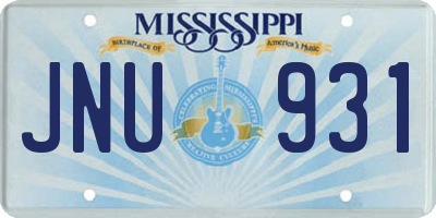 MS license plate JNU931