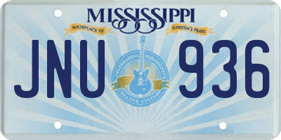 MS license plate JNU936