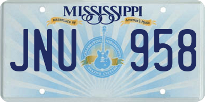 MS license plate JNU958