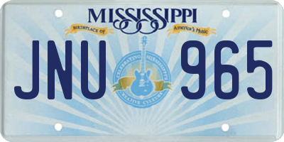 MS license plate JNU965