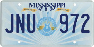 MS license plate JNU972