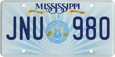 MS license plate JNU980