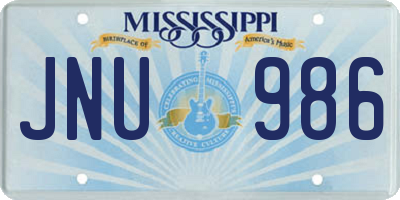 MS license plate JNU986