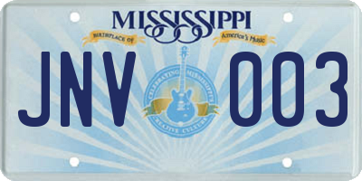 MS license plate JNV003