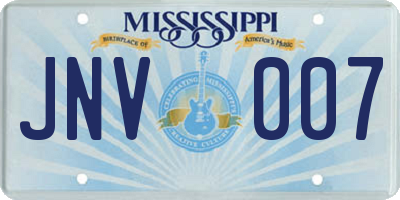 MS license plate JNV007