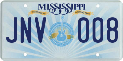 MS license plate JNV008