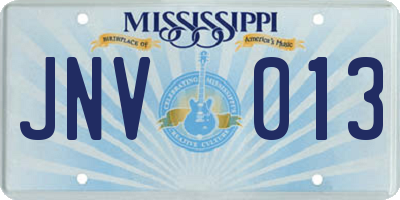 MS license plate JNV013