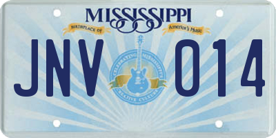 MS license plate JNV014