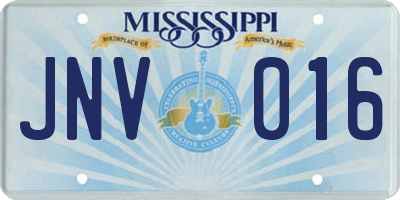 MS license plate JNV016