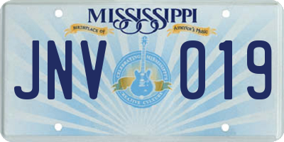 MS license plate JNV019