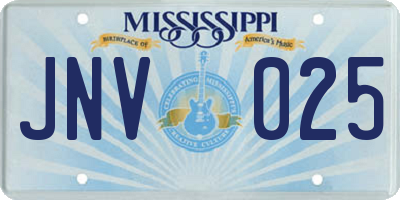 MS license plate JNV025
