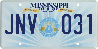 MS license plate JNV031