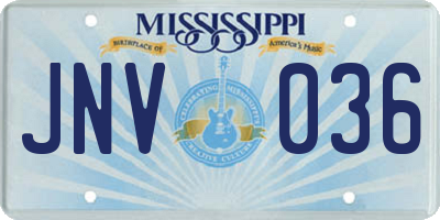 MS license plate JNV036