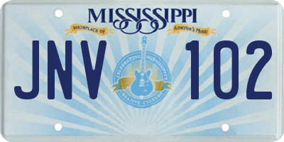 MS license plate JNV102