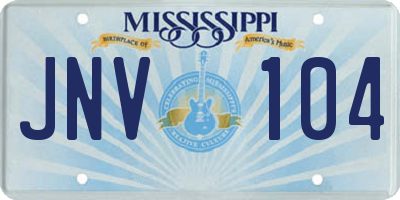 MS license plate JNV104