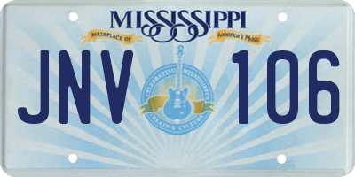 MS license plate JNV106