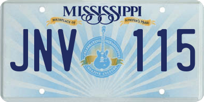 MS license plate JNV115