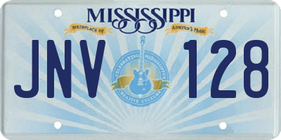 MS license plate JNV128