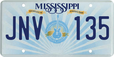 MS license plate JNV135