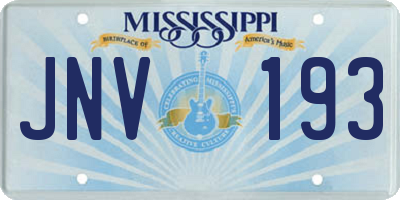 MS license plate JNV193