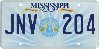 MS license plate JNV204