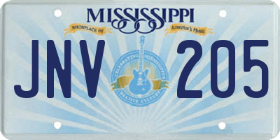 MS license plate JNV205