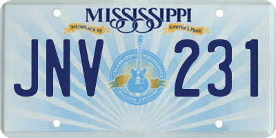 MS license plate JNV231