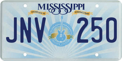 MS license plate JNV250