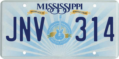 MS license plate JNV314