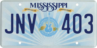 MS license plate JNV403