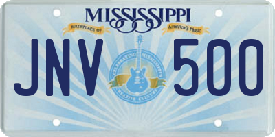 MS license plate JNV500