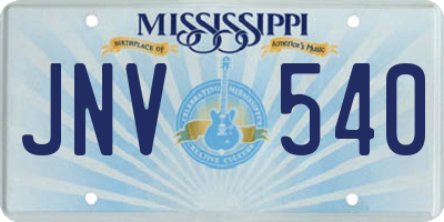 MS license plate JNV540