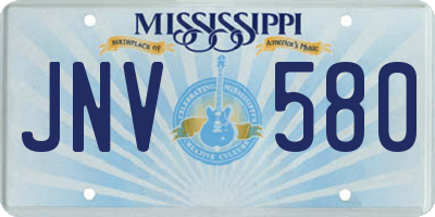 MS license plate JNV580
