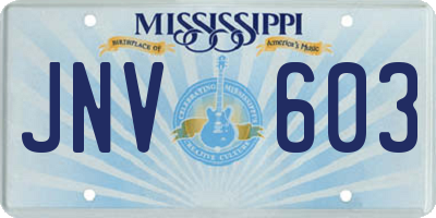 MS license plate JNV603