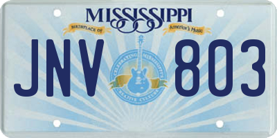 MS license plate JNV803