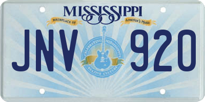 MS license plate JNV920