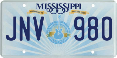 MS license plate JNV980