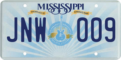 MS license plate JNW009