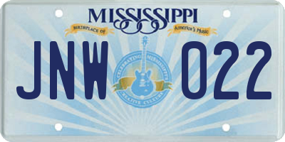 MS license plate JNW022
