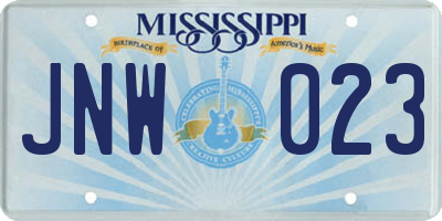 MS license plate JNW023