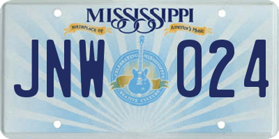 MS license plate JNW024