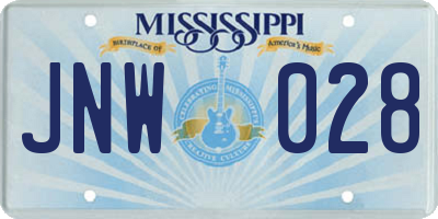 MS license plate JNW028