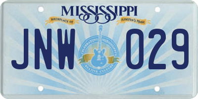 MS license plate JNW029