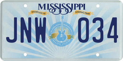 MS license plate JNW034