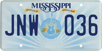MS license plate JNW036