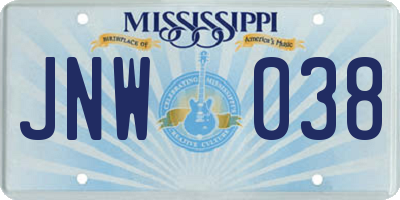 MS license plate JNW038