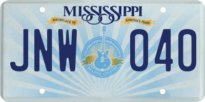 MS license plate JNW040