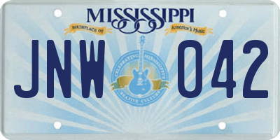 MS license plate JNW042