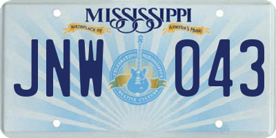 MS license plate JNW043