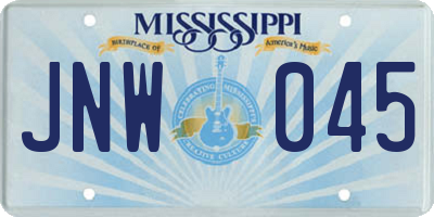 MS license plate JNW045